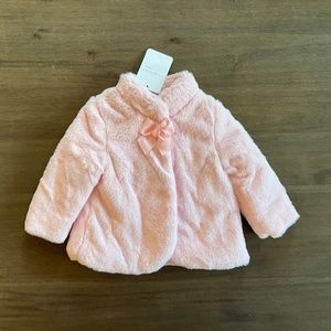 New Baby Infant Girls Mayoral Pink Furry Winter Coat with Bow